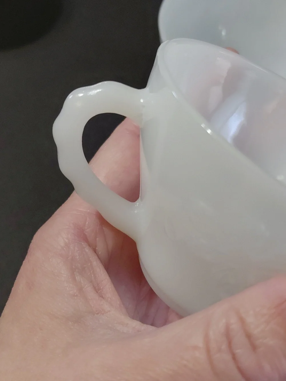 Lot of 6 Vintage Anchor Hocking Harvest Grape White Milk Glass Punch Cups